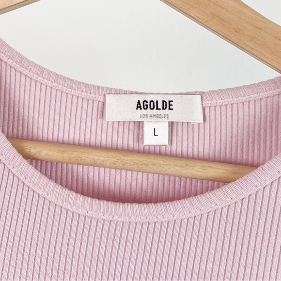 NWT Agolde Bea Ribbed Cutaway Bodysuit in Light Pink- Fondant - Picture 5 of 8